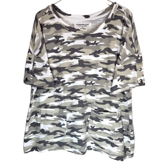 The Sweatshirt Project Camo Print Pullover Boxy Fit Sweatshirt in Grey/White - Picture 1 of 9